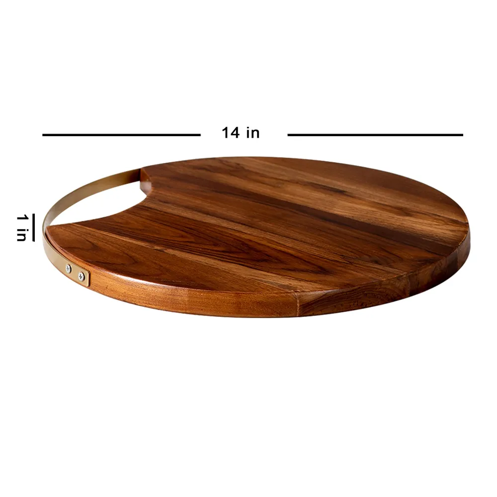 Rustic Brown Teak Wood Serving Platter