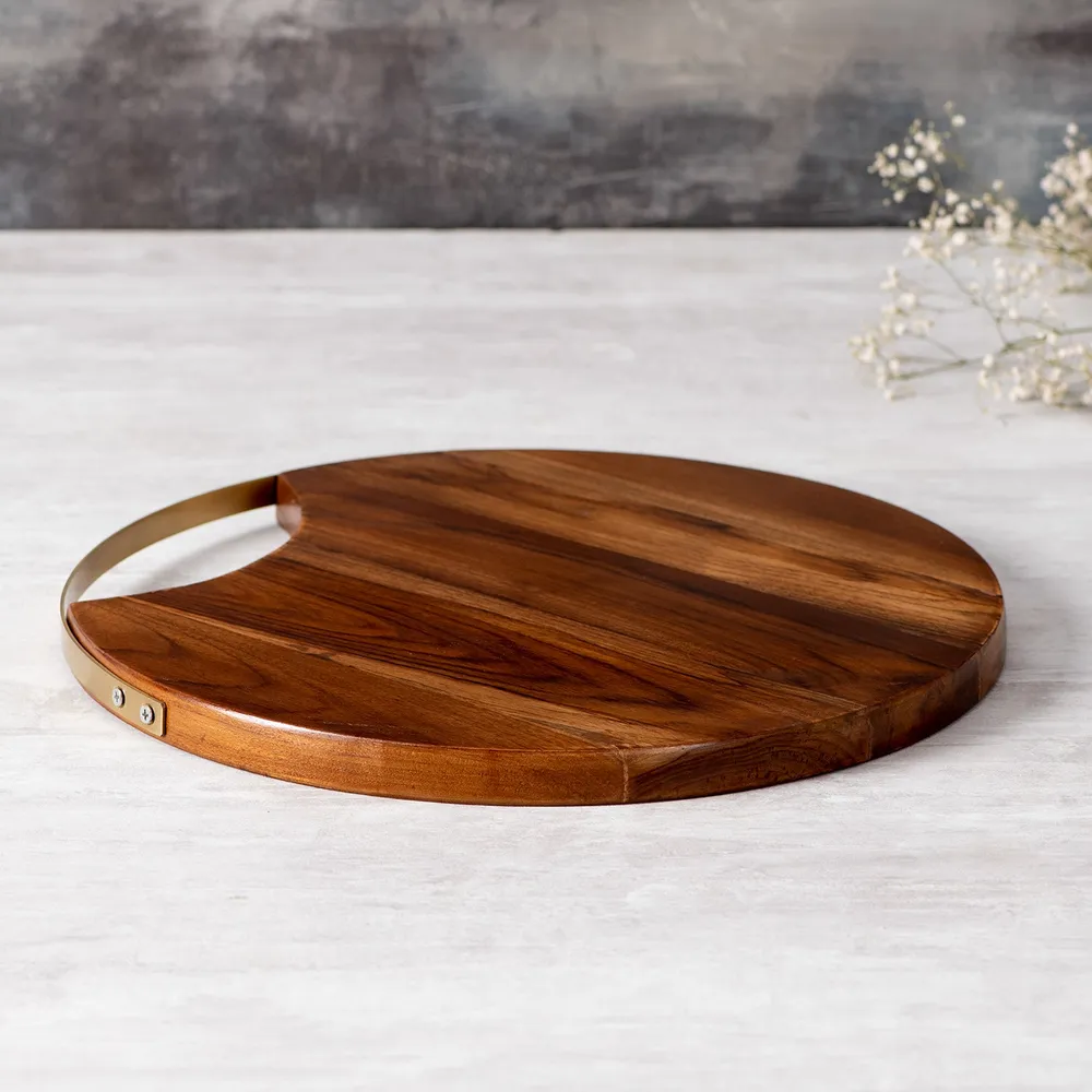 Rustic Brown Teak Wood Serving Platter