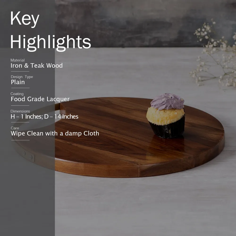 Rustic Brown Teak Wood Serving Platter