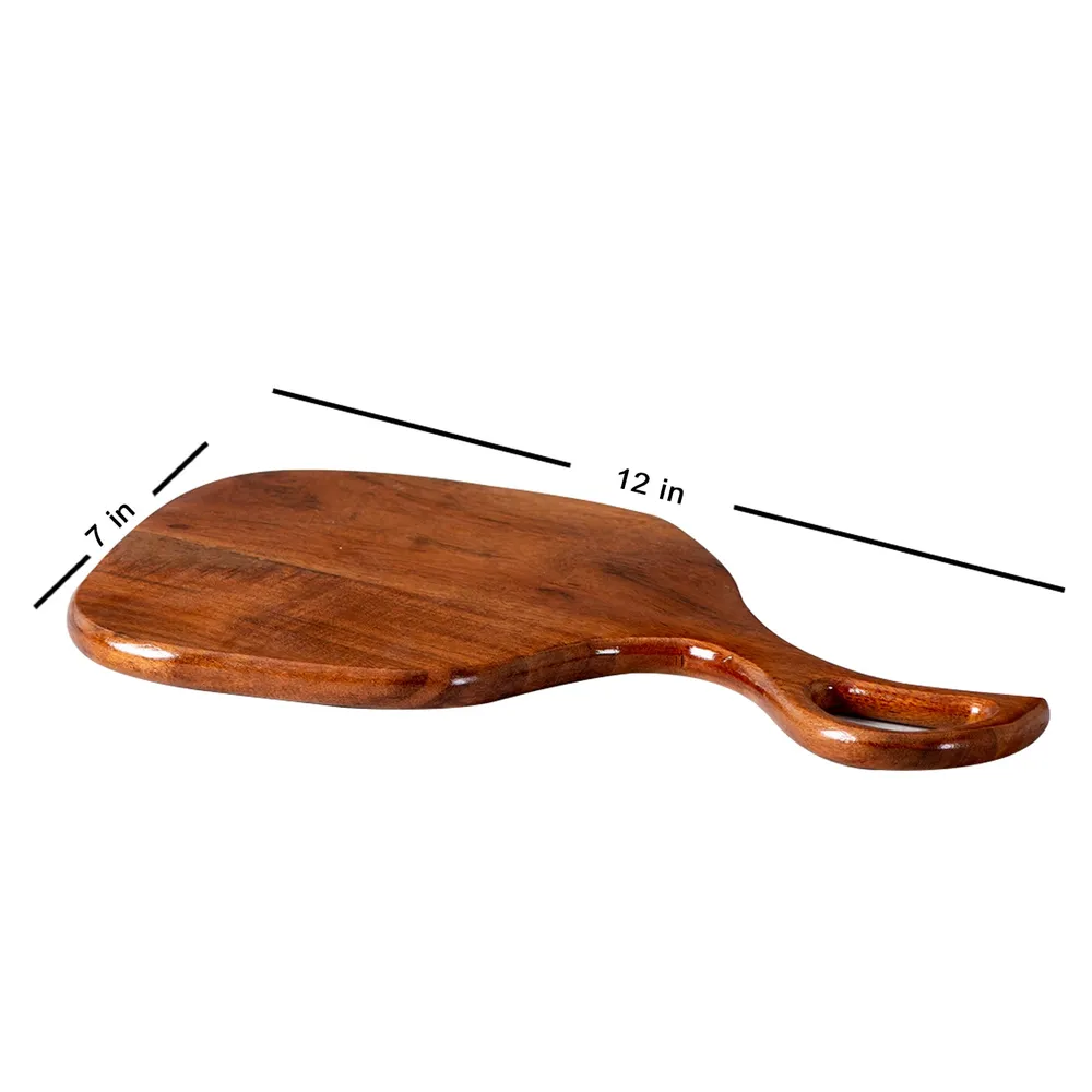 Rustic Brown Teak Wood Serving Platter With Handle