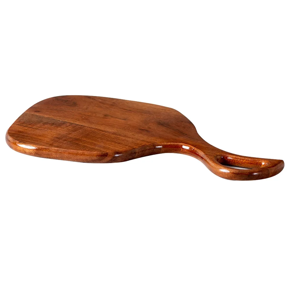 Rustic Brown Teak Wood Serving Platter With Handle