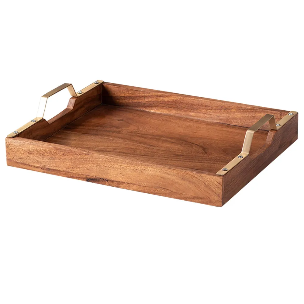 Rustic Brown Teak Wood Serving Tray