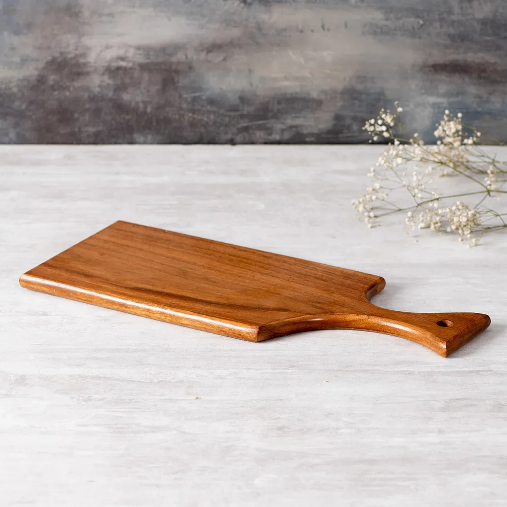 Rustic Brown Teak Wood Snacks Serving Platter