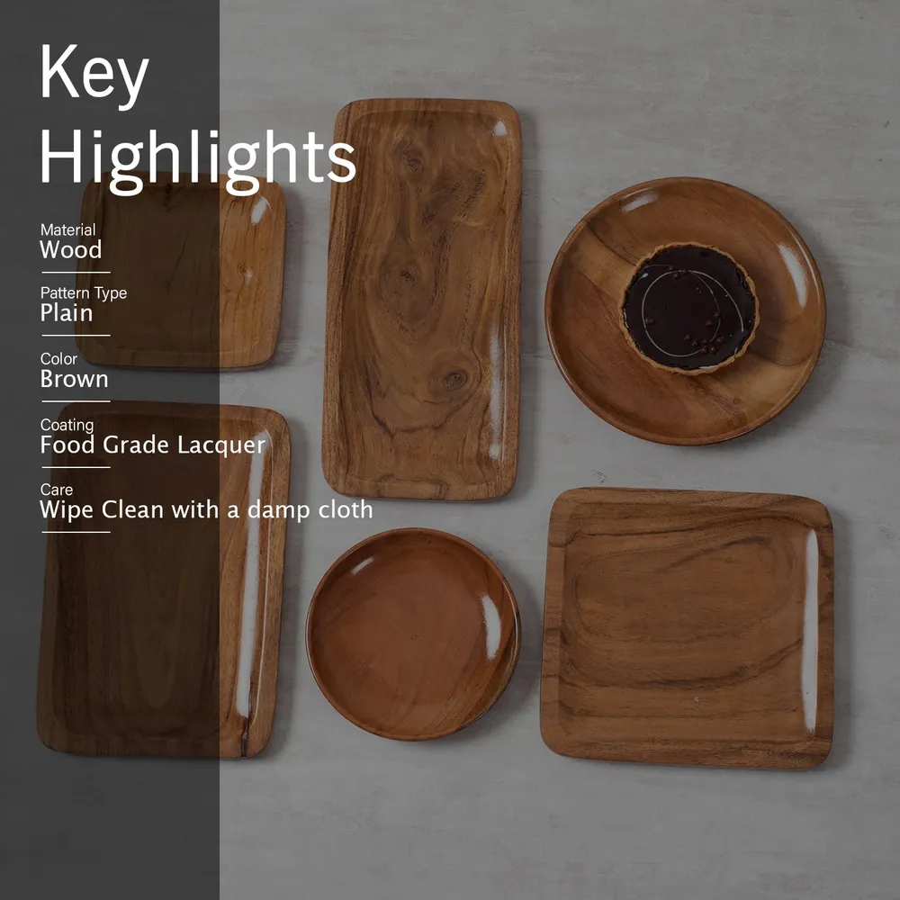 Rustic Brown Wood Dessert Platter Set Of 6