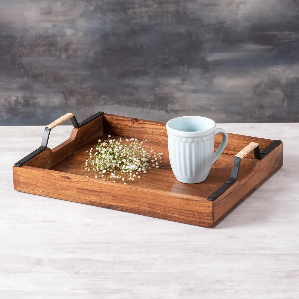 Rustic Brown Wood Serving Tray