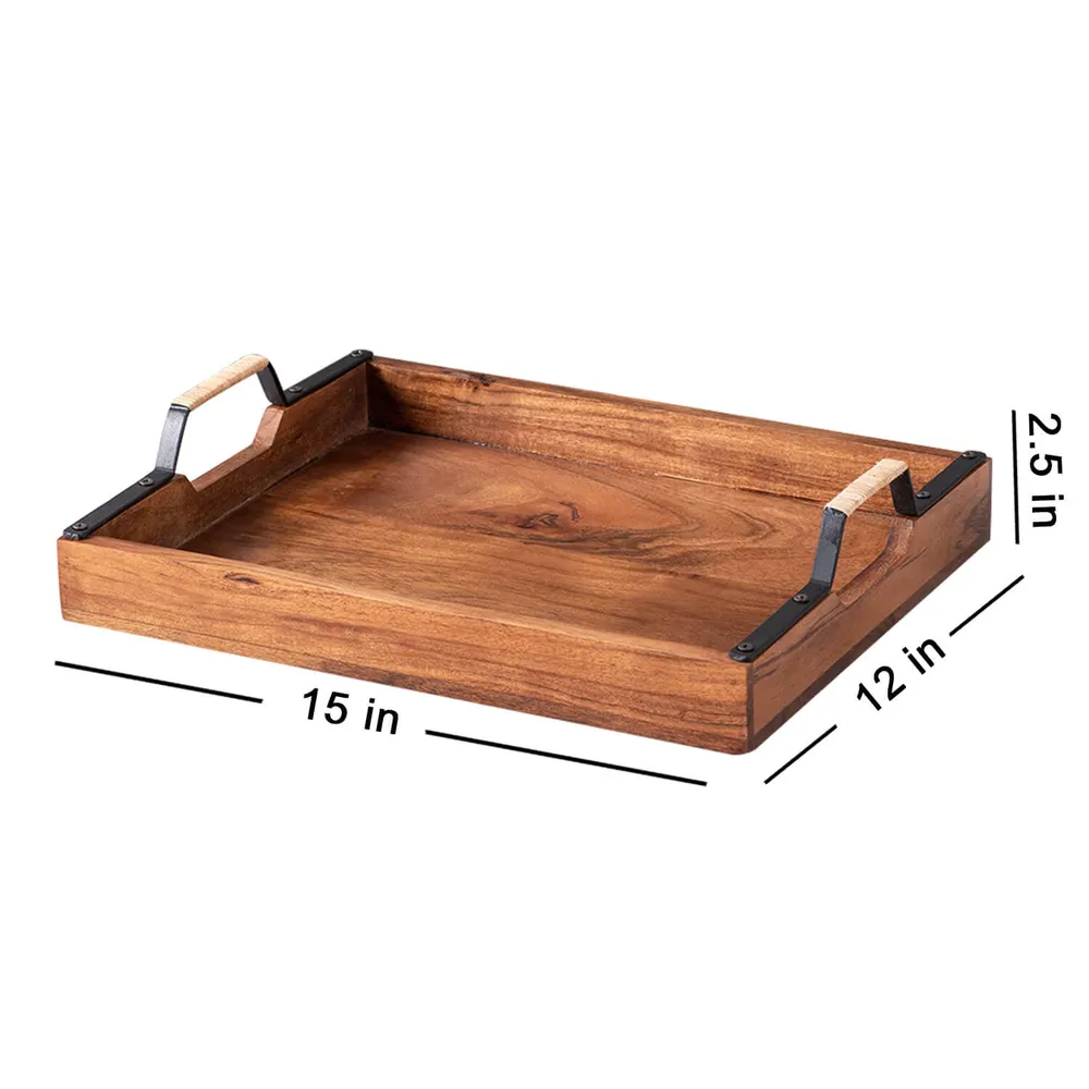 Rustic Brown Wood Serving Tray