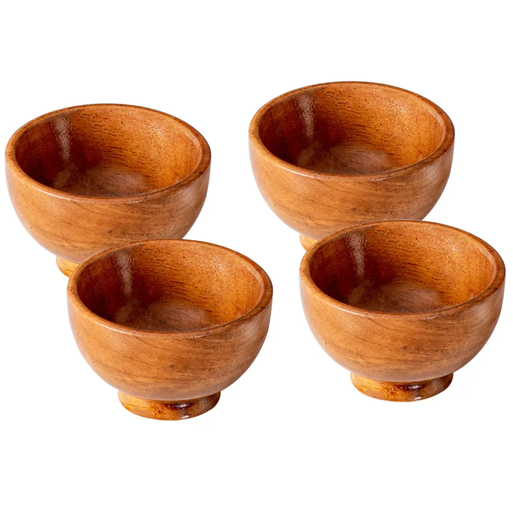 Rustic Brown Wood Seving Bowl Set Of 4