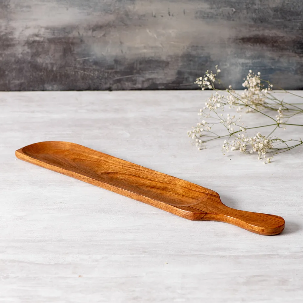 Rustic Brown Wood Sleek Serving Platter