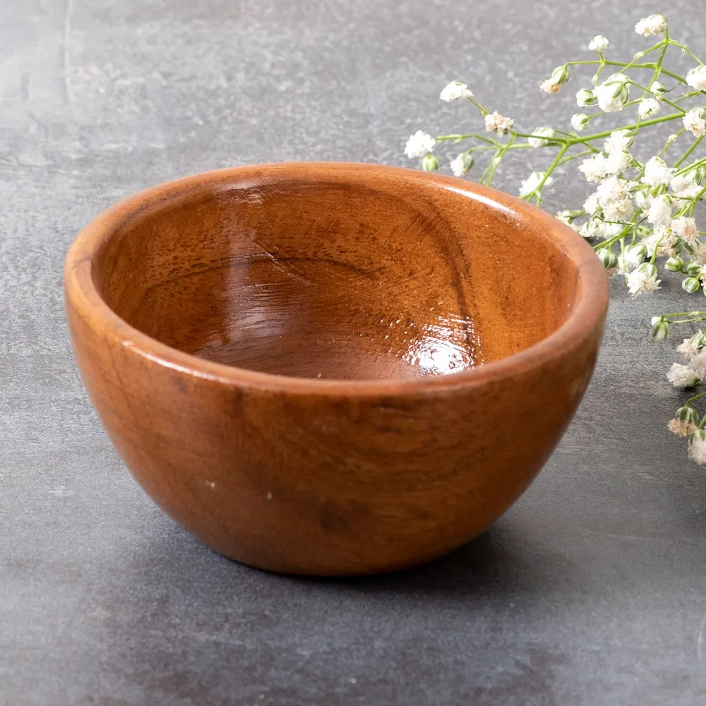 Rustic Brown Wooden Serving Bowls Set Of 6