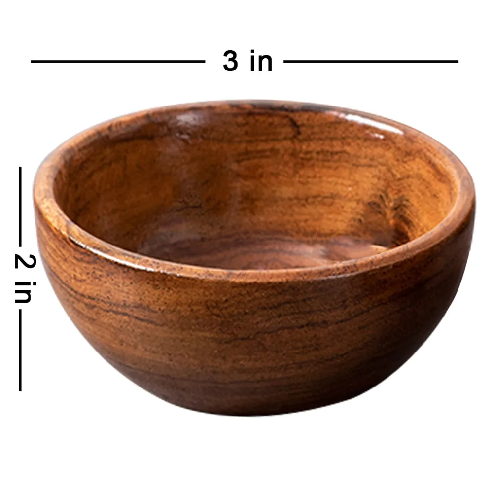 Rustic Brown Wooden Serving Bowls Set Of 6