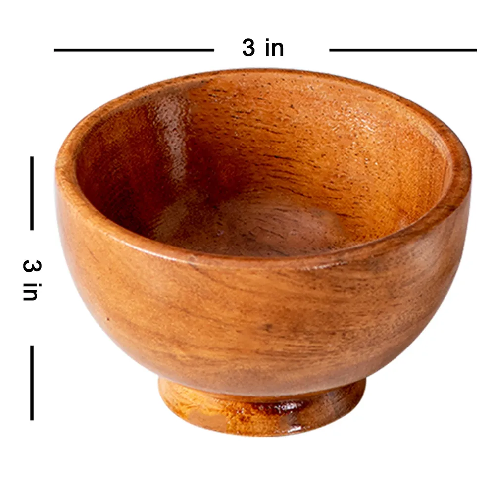 Rustic Brown Wooden Small Serving Bowls Set Of 6