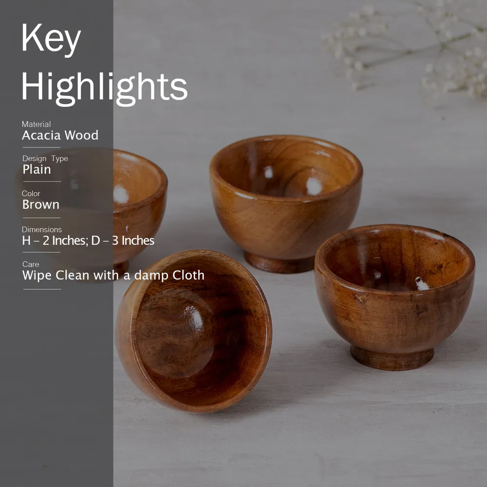 Rustic Brown Wooden Small Serving Bowls Set Of 6