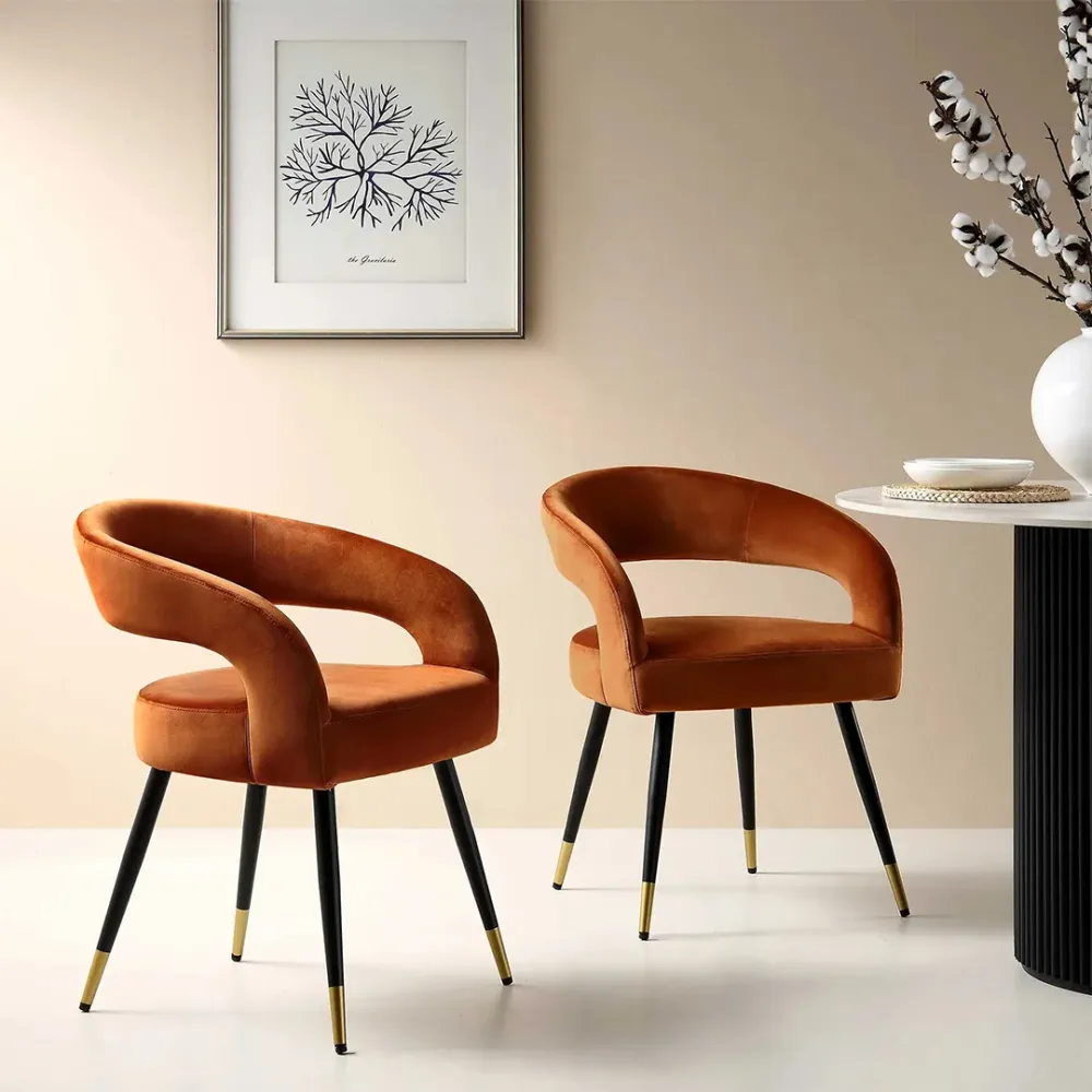 Rustic Ember Velvet Accent Chair Single