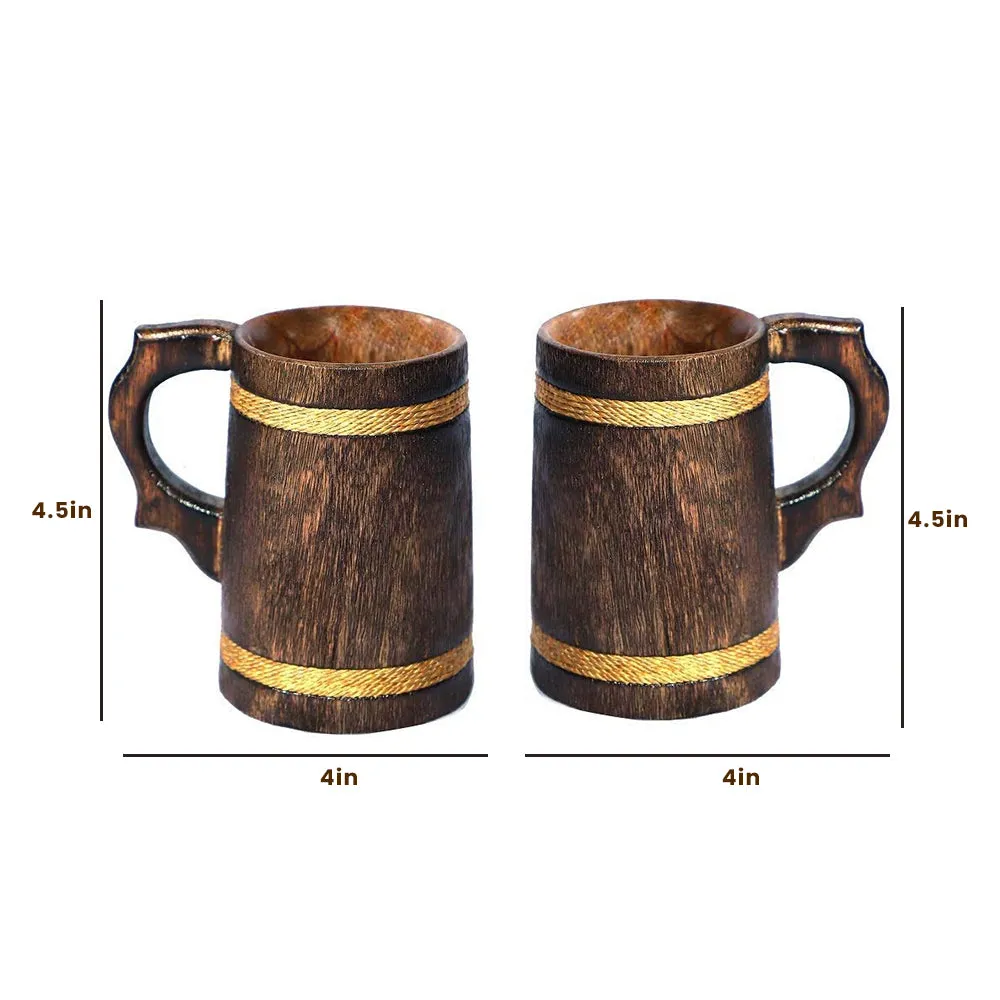 Rustic Minimalist Wooden Beer Mug Set Of 2