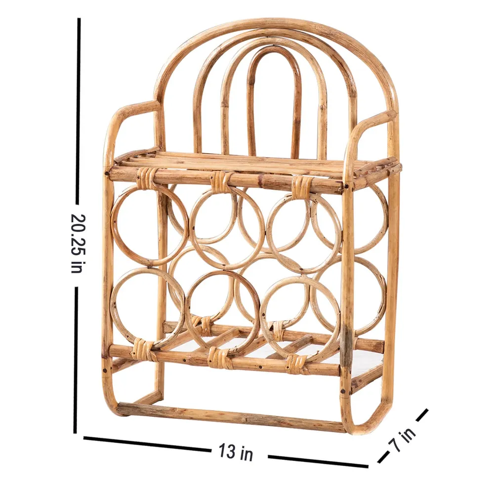 Rustic Natural Cane Wine Holder Rock