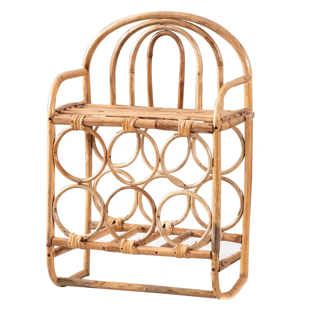 Rustic Natural Cane Wine Holder Rock