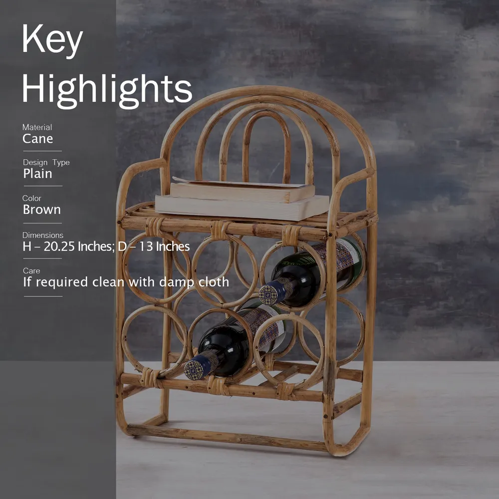 Rustic Natural Cane Wine Holder Rock