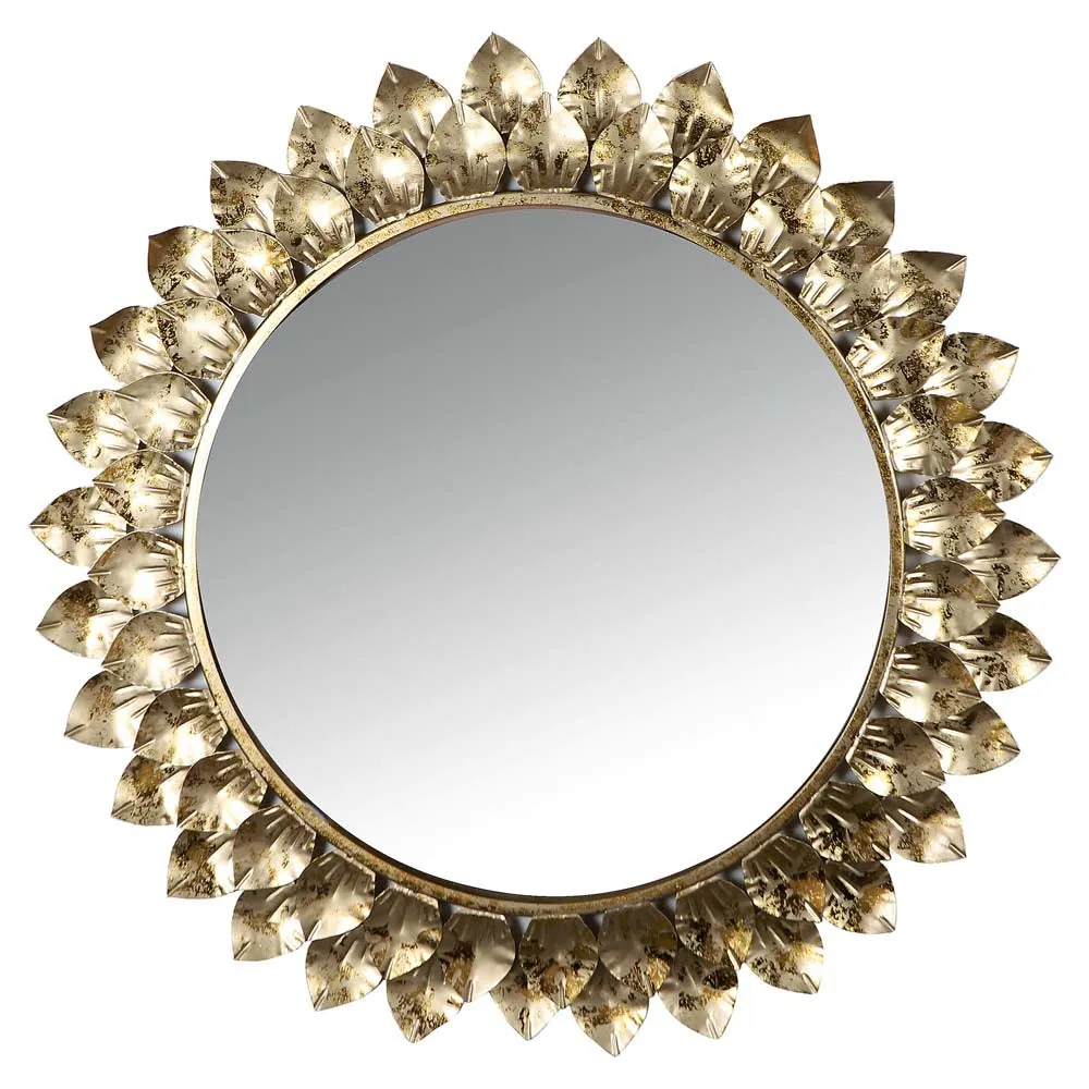 Rusty Golden Lotus Petal Edged Decorative Mirror