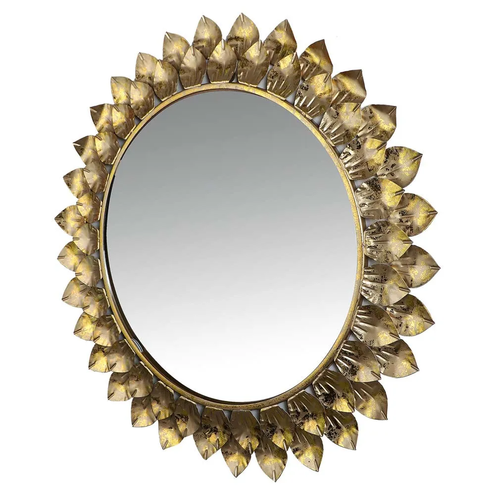 Rusty Golden Lotus Petal Edged Decorative Mirror