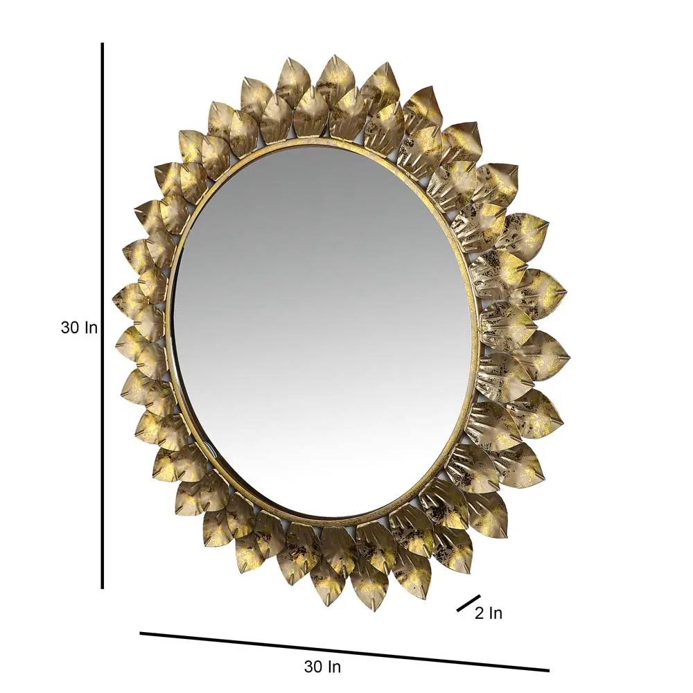 Rusty Golden Lotus Petal Edged Decorative Mirror