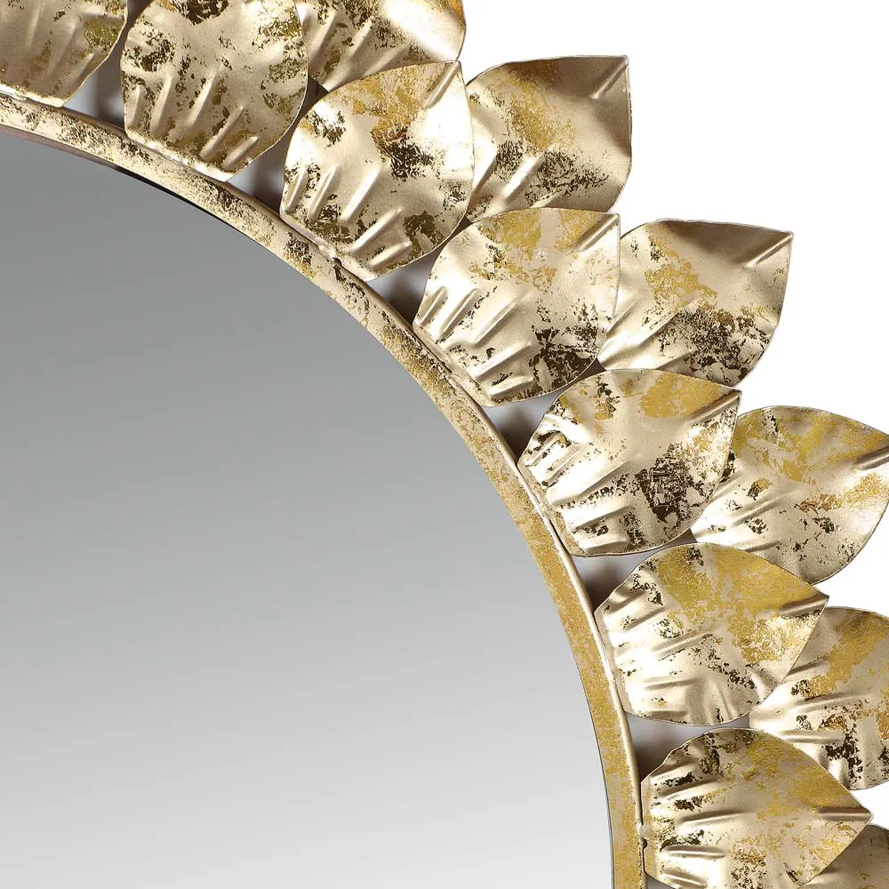 Rusty Golden Lotus Petal Edged Decorative Mirror