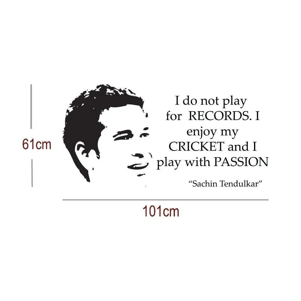 Sachin Tendulkar with Quote Sports Wall Decal Wall Sticker