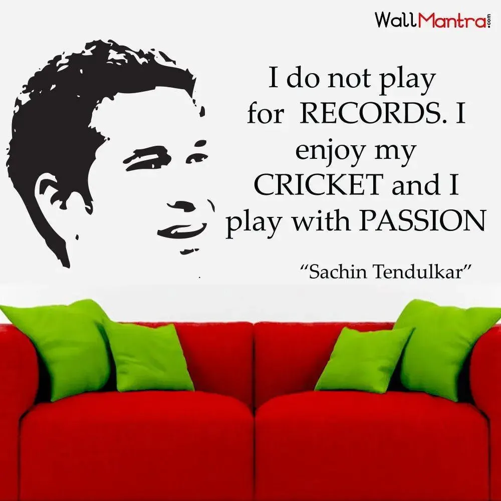 Sachin Tendulkar with Quote Sports Wall Decal Wall Sticker