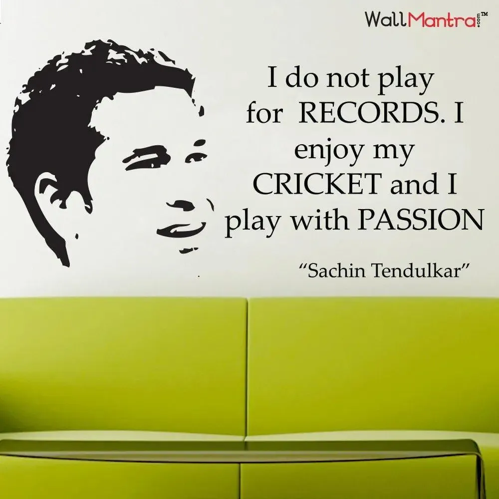 Sachin Tendulkar with Quote Sports Wall Decal Wall Sticker
