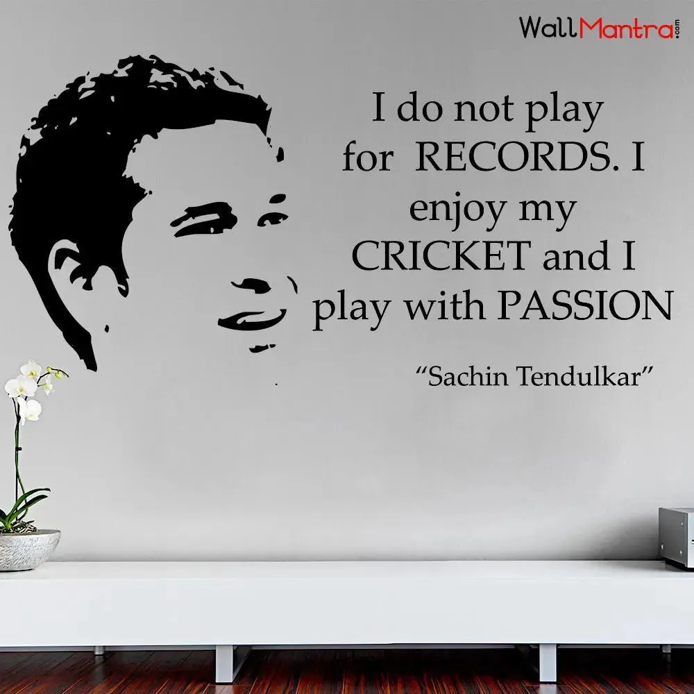 Sachin Tendulkar with Quote Sports Wall Decal Wall Sticker