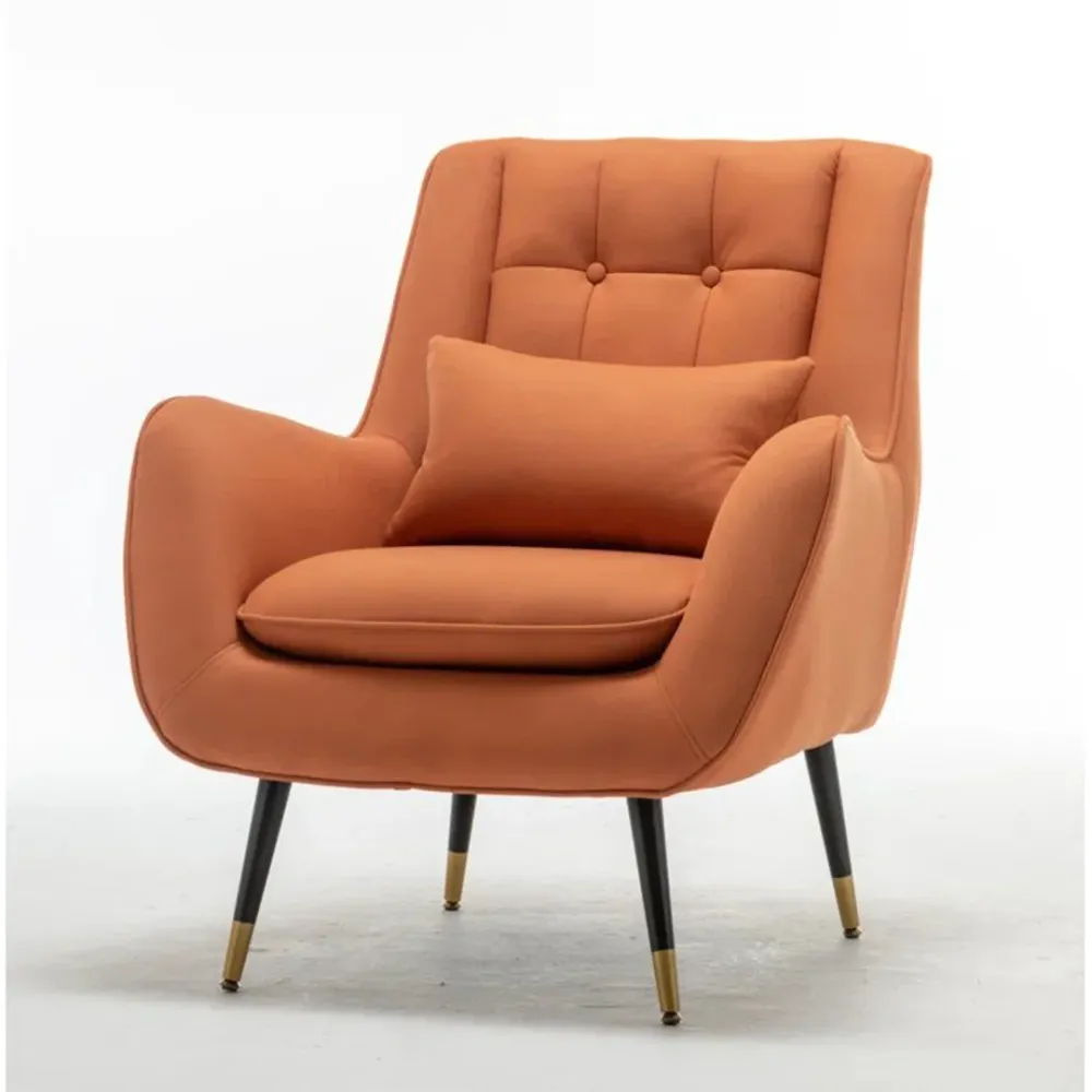 Saffron Thick Padded Velvet Armchair with Cushion Single Piece