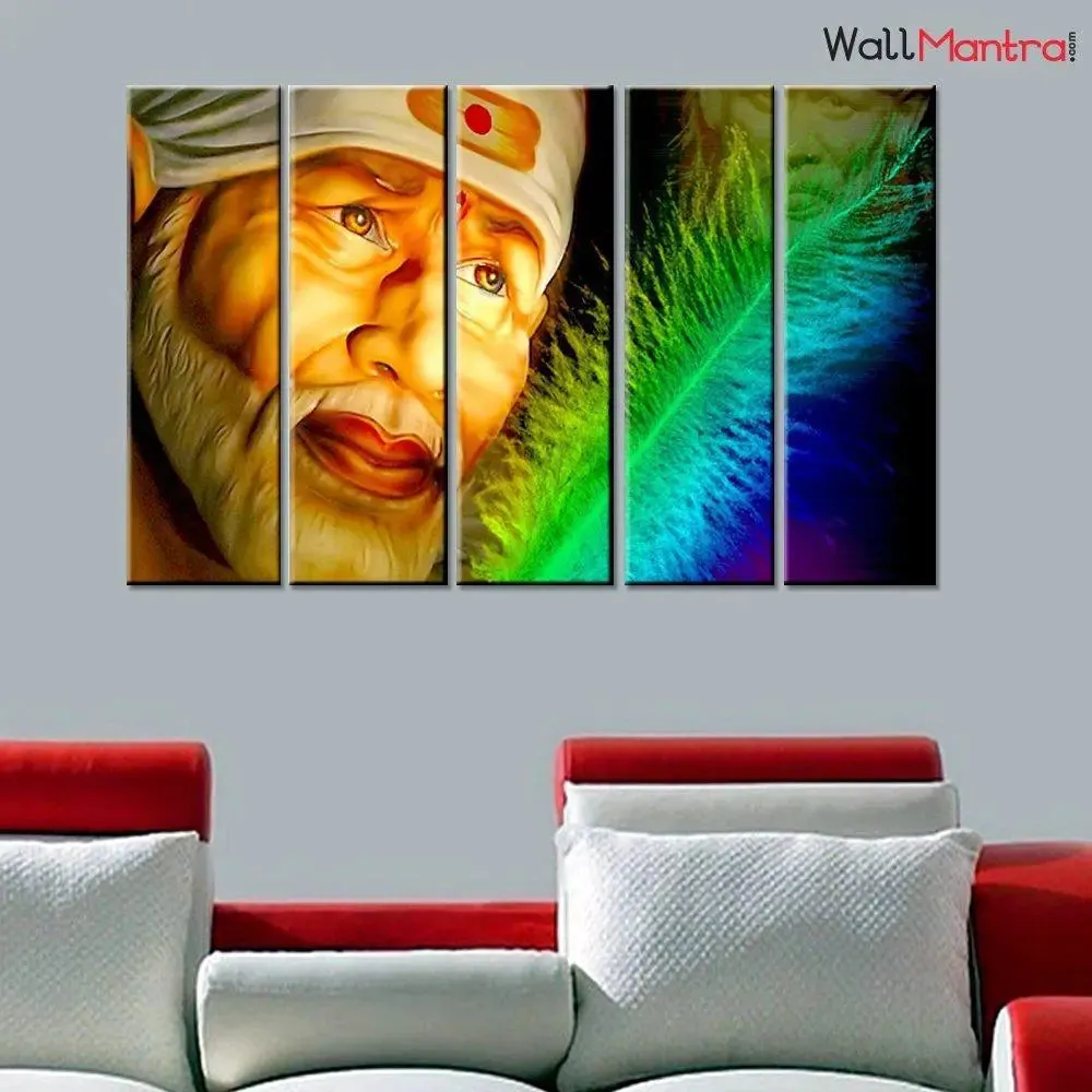 Sai Baba Painting In Multiple Framed Canvas