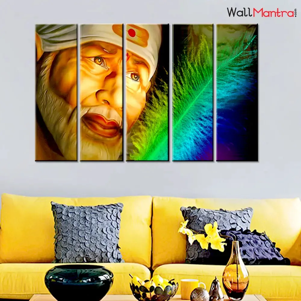 Sai Baba Painting In Multiple Framed Canvas
