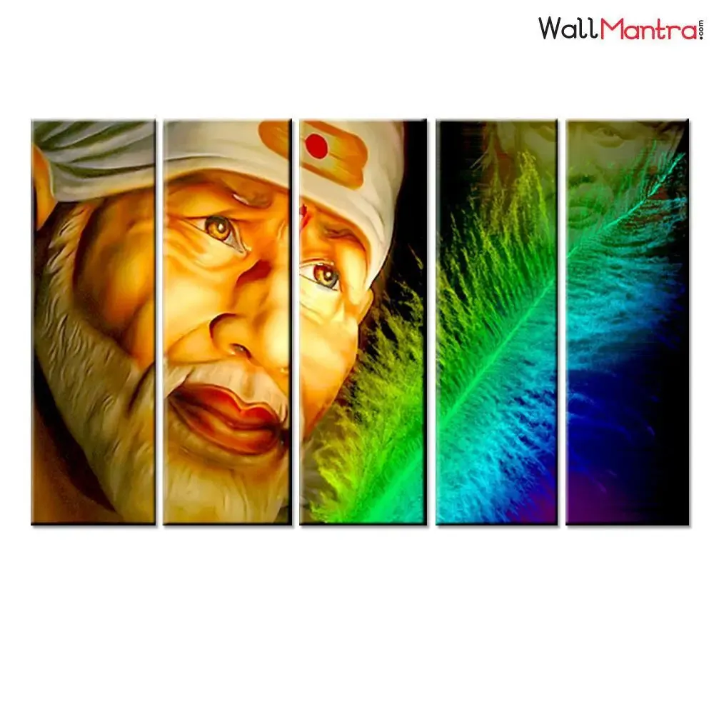 Sai Baba Painting In Multiple Framed Canvas