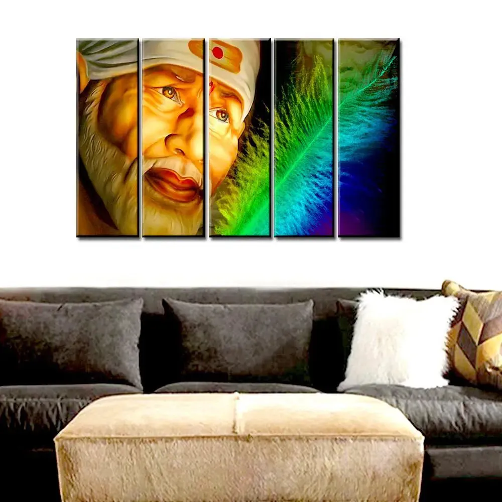 Sai Baba Painting In Multiple Framed Canvas
