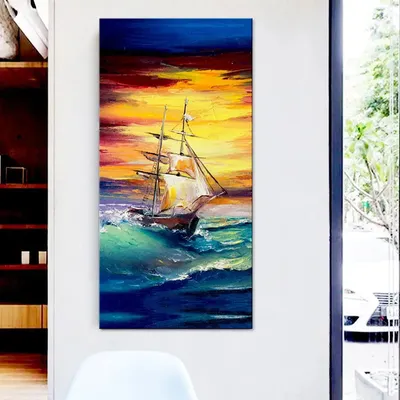 Sailboat With Sunset Canvas Printed Wall Painting