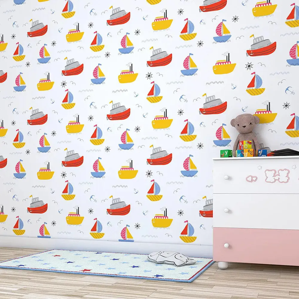Sailing Boat Kids Self Adhesive Wallpaper