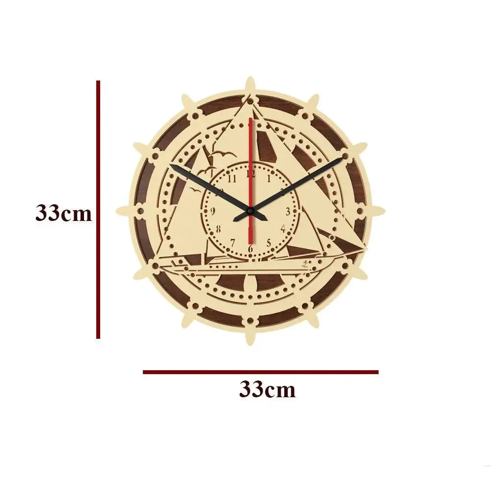 Sailing Ship Designer Dual Layer Wooden Wall Clock