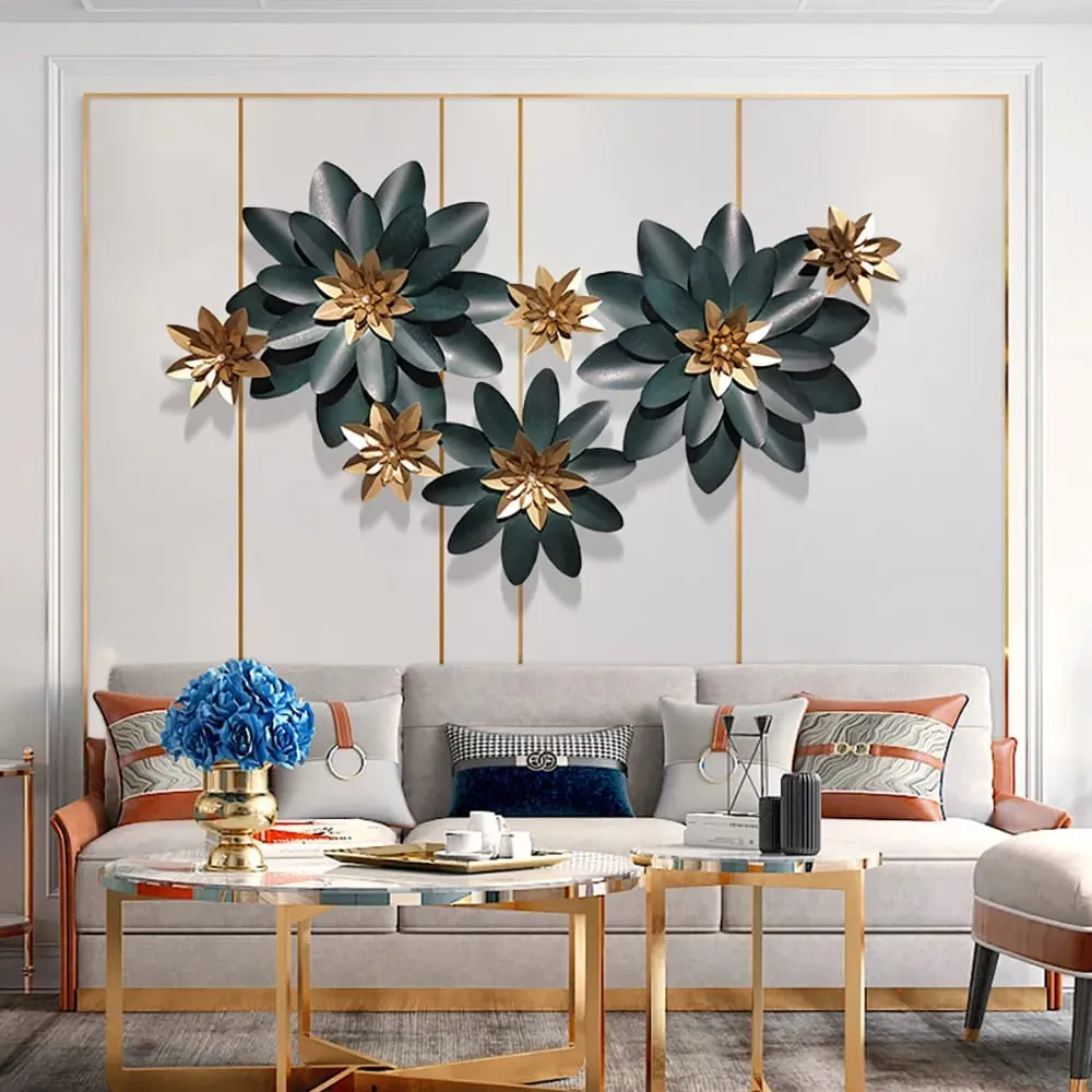 Sap Green & Golden Dahlia Metal Wall Art