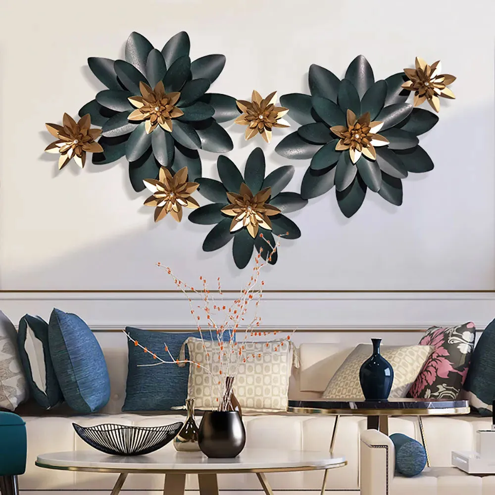 Sap Green & Golden Dahlia Metal Wall Art