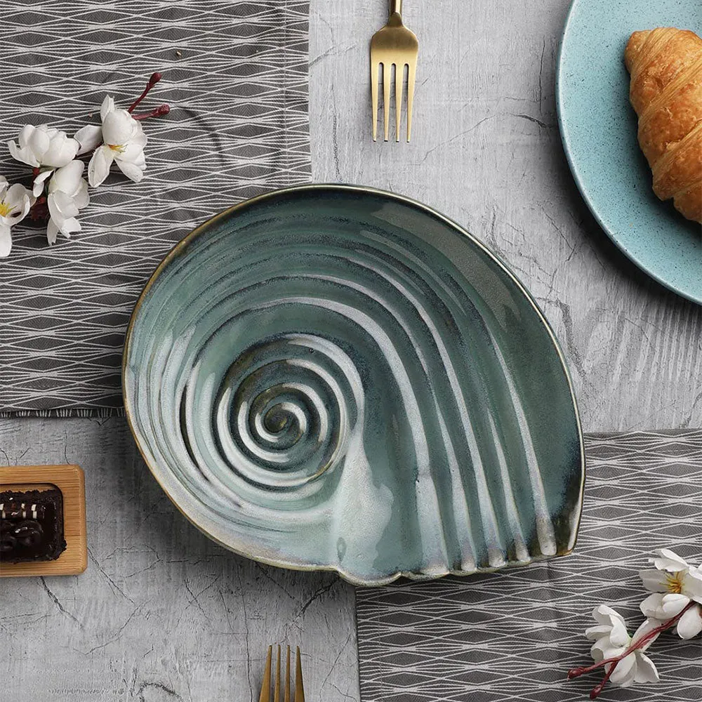 Sap Green Shell Patterned Snacks Platter