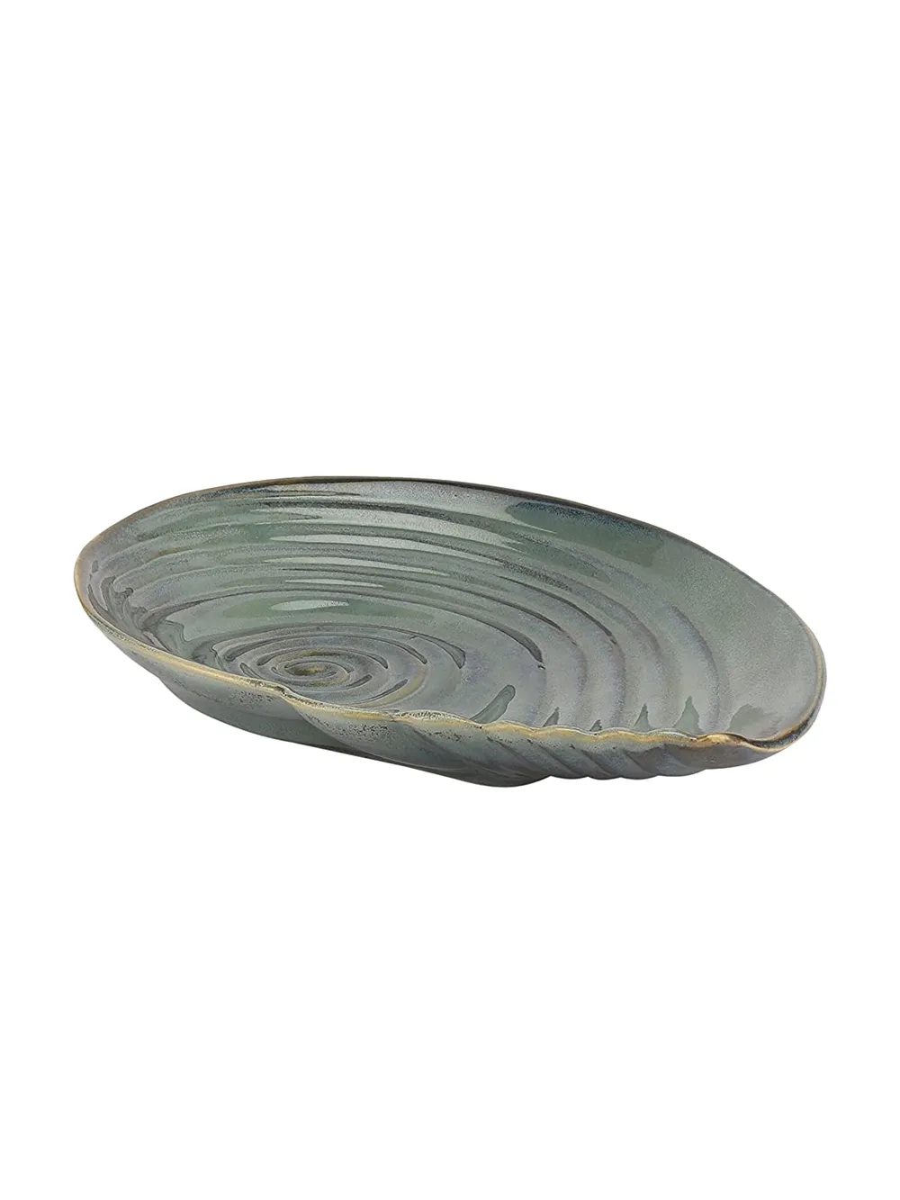 Sap Green Shell Patterned Snacks Platter