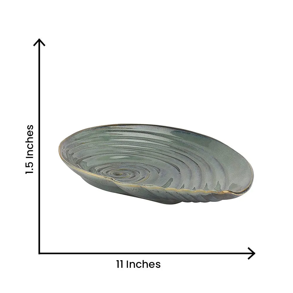 Sap Green Shell Patterned Snacks Platter