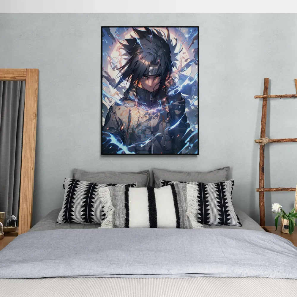 Sasuke Uchiha Naruto Uzumaki Anime Canvas Wall Painting With Frame