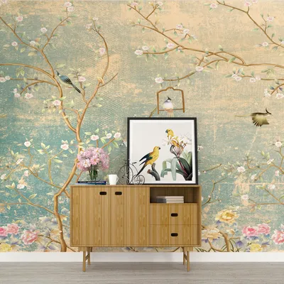 Satisfying Glimpse Of Nature Green &amp; Pink Premium Quality Wallpaper