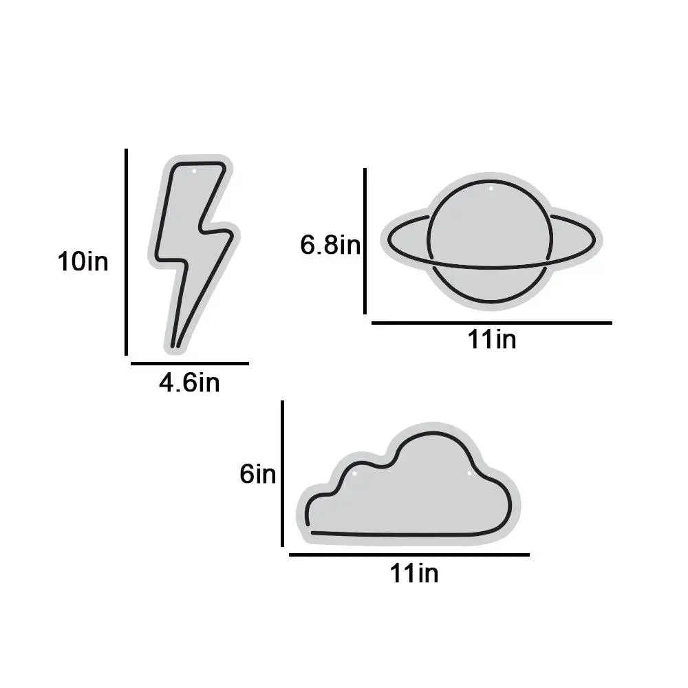 Saturn Plantet Space LED Neon Light- Set of 3