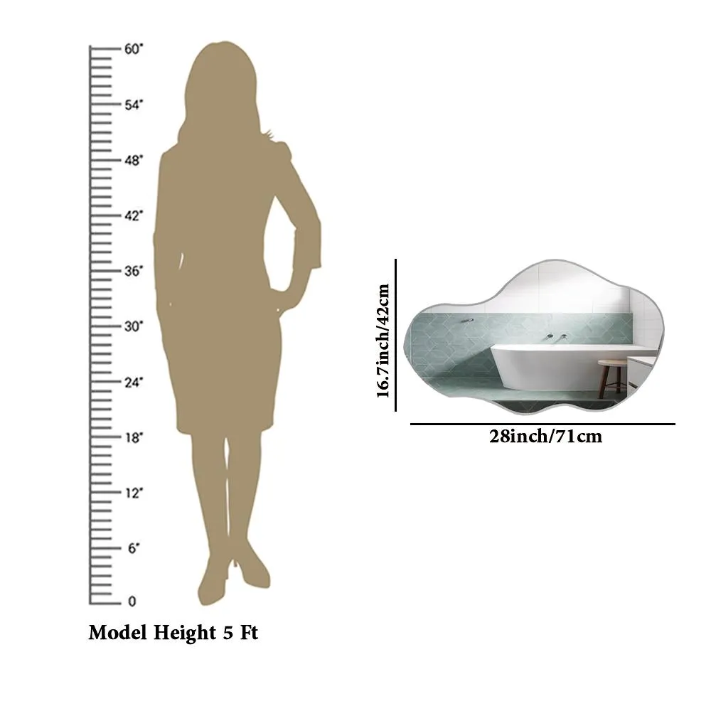 Scandinavian Frameless Beveled Asymmetrical Shaped Bathroom Mirror