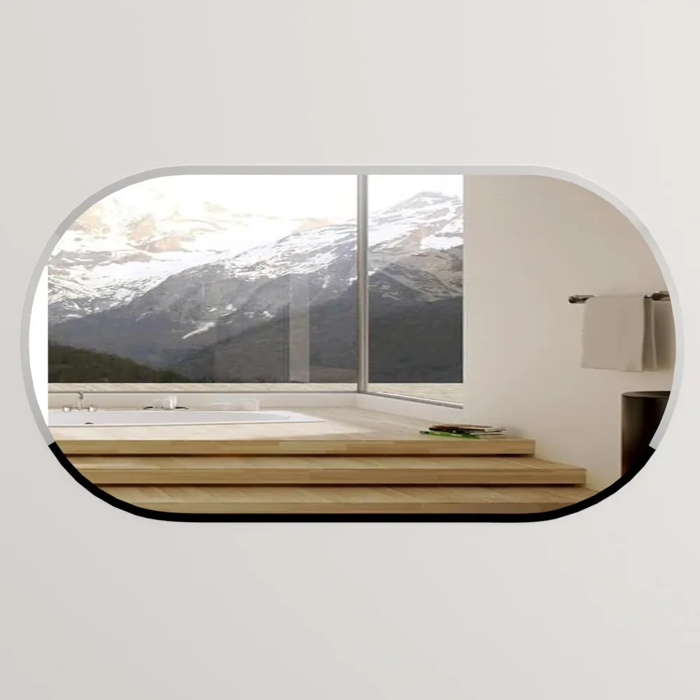 Scandinavian Frameless Beveled Capsule shaped Bathroom Mirror