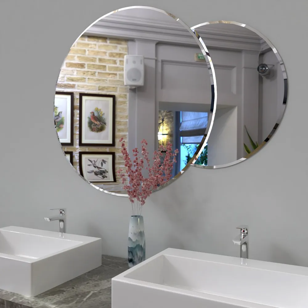 Scandinavian Frameless Beveled Circular Bathroom Mirror