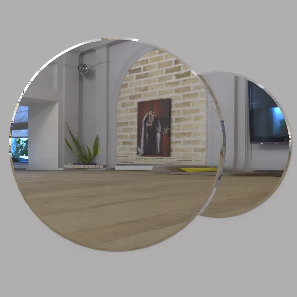 Scandinavian Frameless Beveled Circular Bathroom Mirror