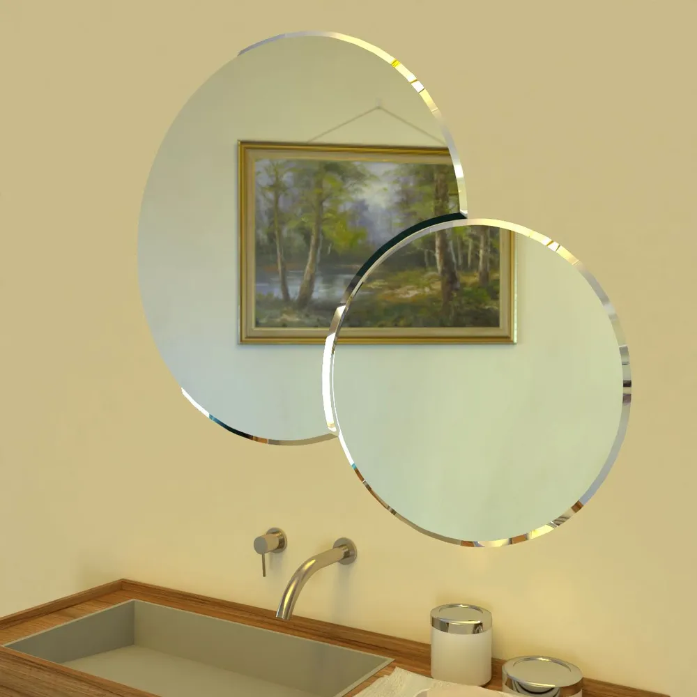 Scandinavian Frameless Beveled Dual Circular Bathroom Mirror